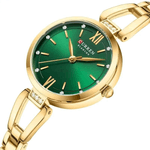 Fashion, accesorii si bijuterii - Femei - Bijuterii femei - Ceasuri femei - Ceas Dama CURREN, Quartz, Carcasa Aurie, Cadran Verde, Bratara Metalica Eleganta, 30mm - Infinity.ro