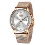 Fashion, accesorii si bijuterii - Femei - Bijuterii femei - Ceasuri femei - Ceas dama de mana Lige Elegant Analog Casual Fashion Top Brand Quartz Auriu Alb - Infinity.ro