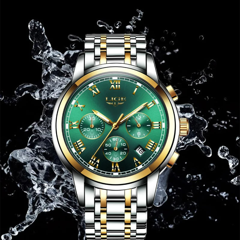 Fashion, accesorii si bijuterii - Femei - Bijuterii femei - Ceasuri femei - Ceas dama de mana Lige Top Brand Luxury Casual Elegant Fashion Analog Quartz Argintiu Verde - Infinity.ro