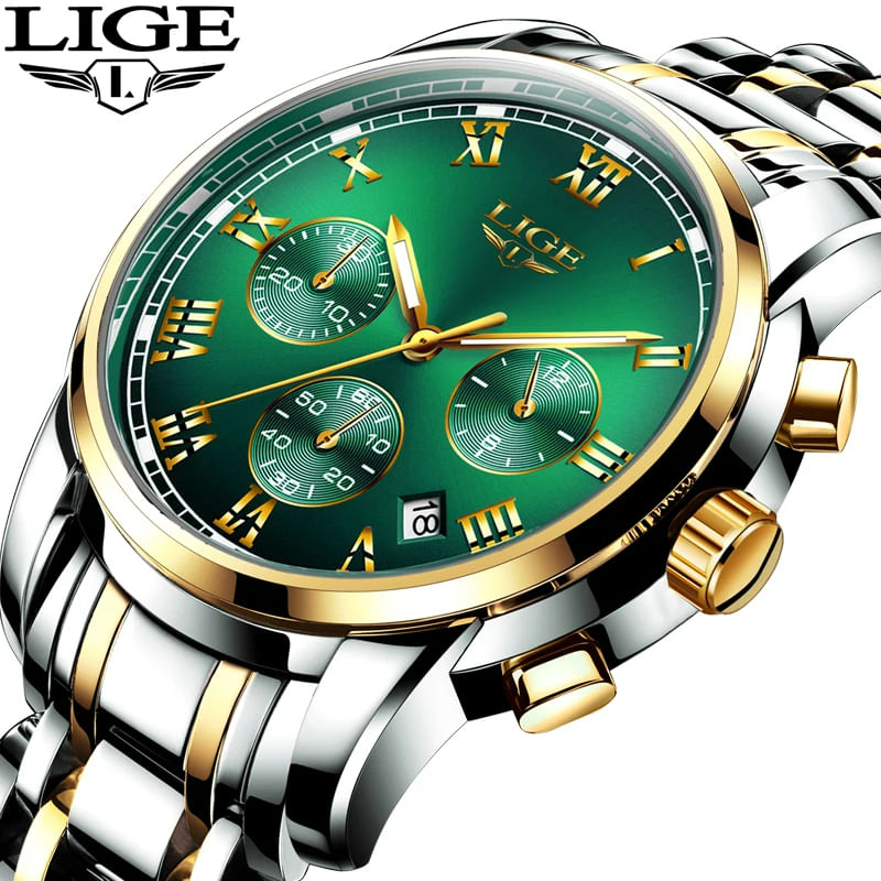 Fashion, accesorii si bijuterii - Femei - Bijuterii femei - Ceasuri femei - Ceas dama de mana Lige Top Brand Luxury Casual Elegant Fashion Analog Quartz Argintiu Verde - Infinity.ro