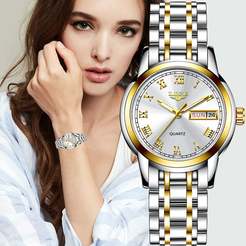 Fashion, accesorii si bijuterii - Femei - Bijuterii femei - Ceasuri femei - Ceas dama Lige Afisare data Analog Quartz Fashion Elegant Luxury Argintiu - Infinity.ro