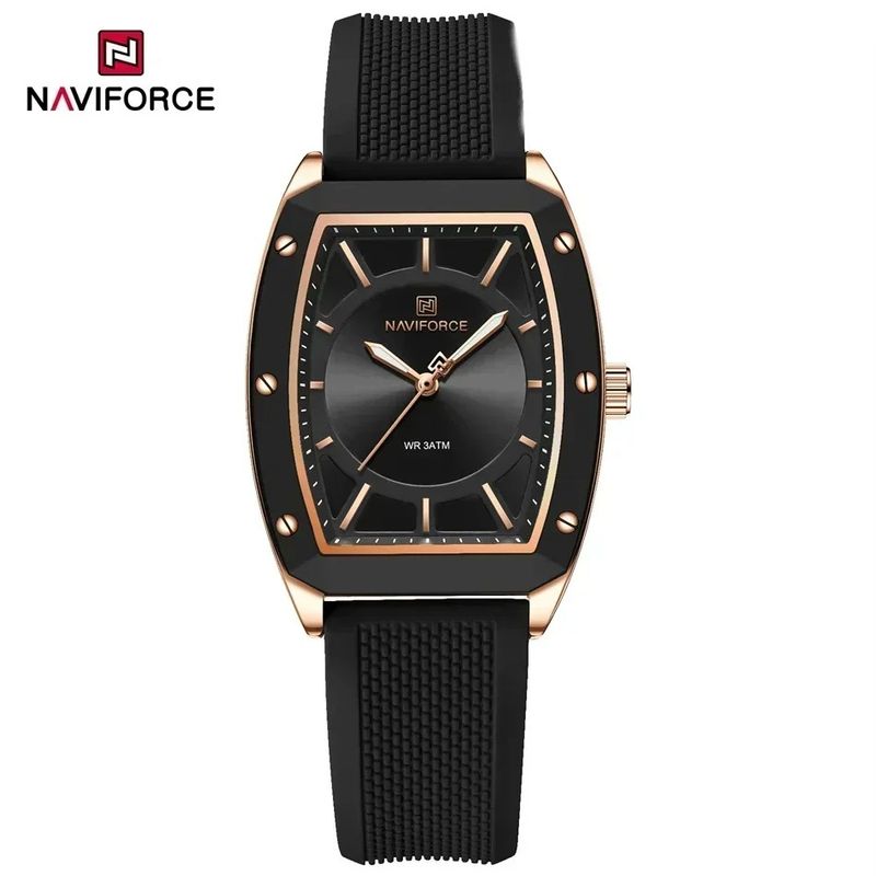 Fashion, accesorii si bijuterii - Femei - Bijuterii femei - Ceasuri femei - Ceas Dama Naviforce 5049 Negru-Auriu - Afisaj Analog, Fashion, Casual, Rezistent la Apa 3ATM - Infinity.ro