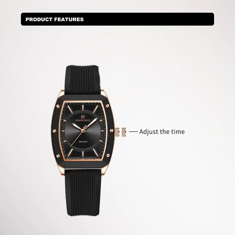 Fashion, accesorii si bijuterii - Femei - Bijuterii femei - Ceasuri femei - Ceas Dama Naviforce 5049 Negru-Auriu - Afisaj Analog, Fashion, Casual, Rezistent la Apa 3ATM - Infinity.ro