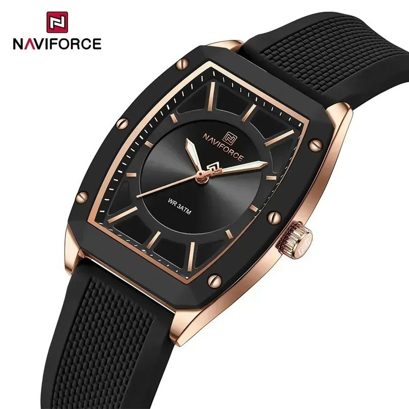 Fashion, accesorii si bijuterii - Femei - Bijuterii femei - Ceasuri femei - Ceas Dama Naviforce 5049 Negru-Auriu - Afisaj Analog, Fashion, Casual, Rezistent la Apa 3ATM - Infinity.ro
