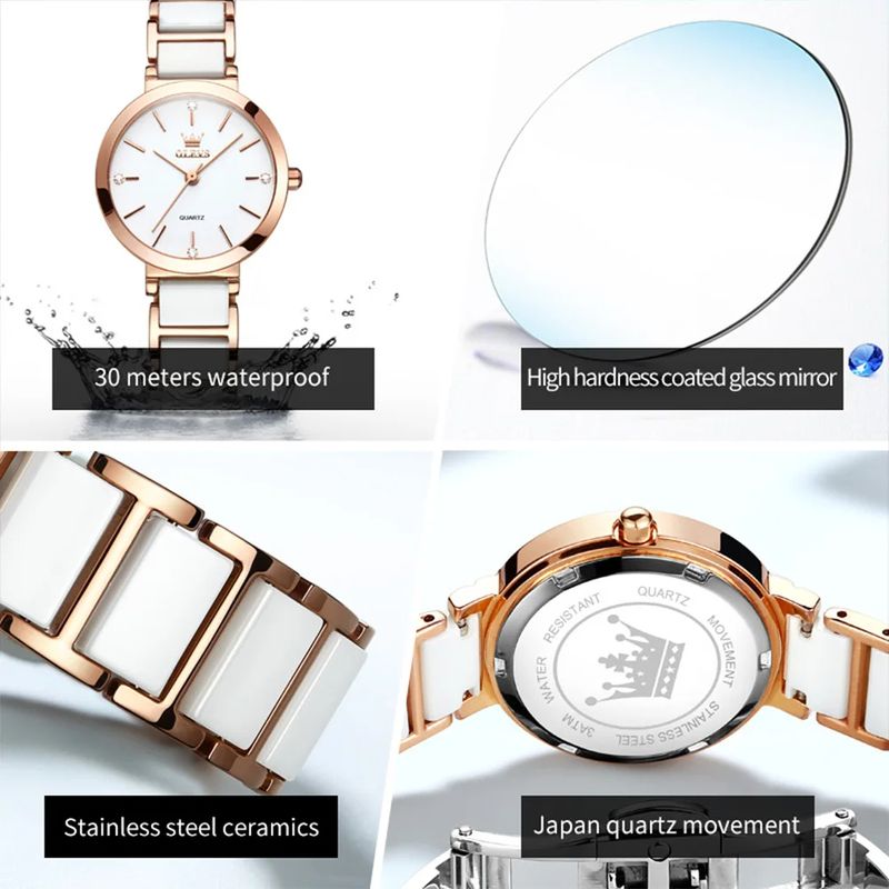 Fashion, accesorii si bijuterii - Femei - Bijuterii femei - Ceasuri femei - Ceas de dama Olevs Mecanism Quartz Japonia Casual Fashion Elegant Alb - Infinity.ro