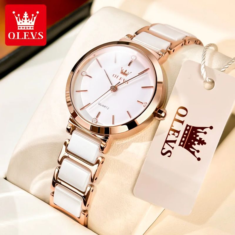 Fashion, accesorii si bijuterii - Femei - Bijuterii femei - Ceasuri femei - Ceas de dama Olevs Mecanism Quartz Japonia Casual Fashion Elegant Alb - Infinity.ro