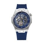 Fashion, accesorii si bijuterii - Barbati - Bijuterii barbati - Ceasuri barbati - Ceas de mana barbatesc Raksa Duke Elegant Fashion Skeleton Business Silicon Mecanic Argintiu Albastru - Infinity.ro