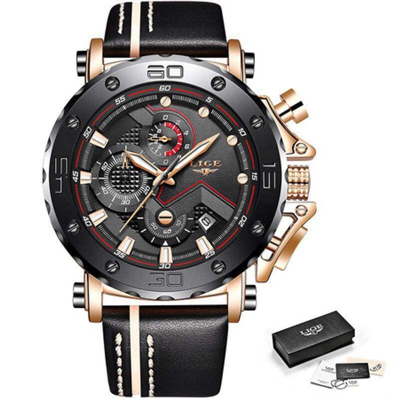 Fashion, accesorii si bijuterii - Barbati - Bijuterii barbati - Ceasuri barbati - Ceas de mana barbatesc, Lige, Analog, Fashion, Casual, Curea din piele, Ecran mare, Cronograf, Mecanism Quartz - Infinity.ro