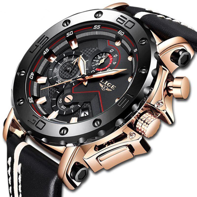 Fashion, accesorii si bijuterii - Barbati - Bijuterii barbati - Ceasuri barbati - Ceas de mana barbatesc, Lige, Analog, Fashion, Casual, Curea din piele, Ecran mare, Cronograf, Mecanism Quartz - Infinity.ro