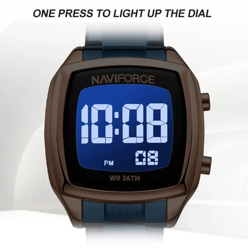 Fashion, accesorii si bijuterii - Femei - Bijuterii femei - Ceasuri femei - Ceas de mana dama Naviforce Sport LCD Electronic Casual Digital Otel Albastru - Infinity.ro
