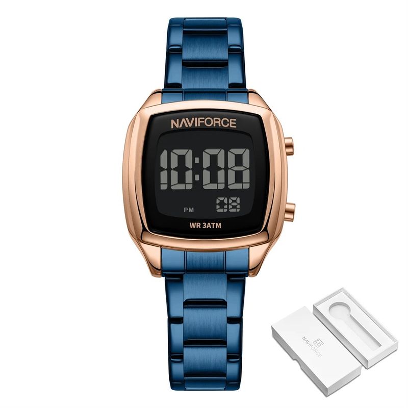 Fashion, accesorii si bijuterii - Femei - Bijuterii femei - Ceasuri femei - Ceas de mana dama Naviforce Sport LCD Electronic Casual Digital Otel Albastru - Infinity.ro