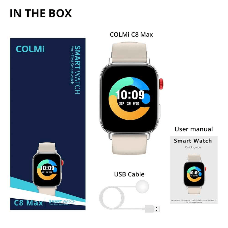 Laptop, Telefoane si Tablete - Wearables si gadgeturi - Gadgeturi - Accesorii SMART - COLMI C8 Max Smartwatch 1.93" HD, Apeluri Bluetooth 5.3, Puls, Oxigen, Somn, Waterproof - Infinity.ro