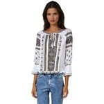 Fashion, accesorii si bijuterii - Femei - Imbracaminte femei - Camasi si bluze femei - Bluza dama RA25 alb/bej marimea S - Infinity.ro