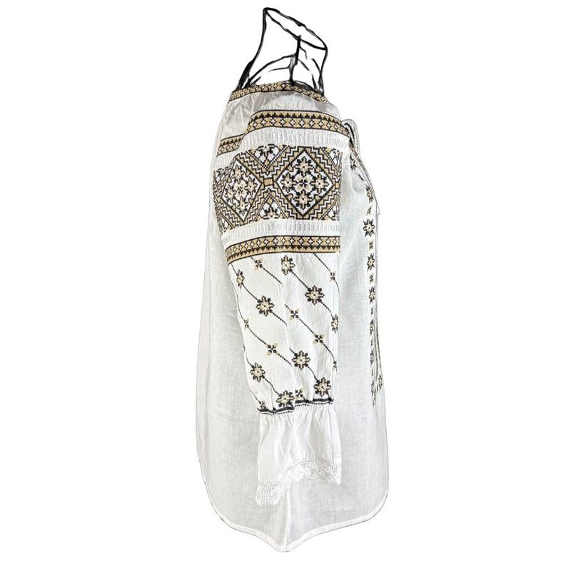 Fashion, accesorii si bijuterii - Femei - Imbracaminte femei - Camasi si bluze femei - Bluza dama RA25 alb/bej marimea S - Infinity.ro