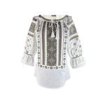 Fashion, accesorii si bijuterii - Femei - Imbracaminte femei - Camasi si bluze femei - Bluza dama RA25 alb/bej marimea S - Infinity.ro