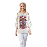 Fashion, accesorii si bijuterii - Femei - Imbracaminte femei - Camasi si bluze femei - Bluza dama RA25 alb/galben marimea S - Infinity.ro
