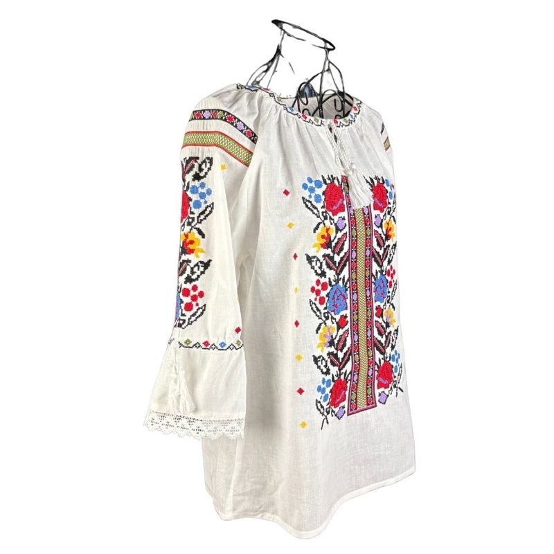 Fashion, accesorii si bijuterii - Femei - Imbracaminte femei - Camasi si bluze femei - Bluza dama RA25 alb/galben marimea S - Infinity.ro