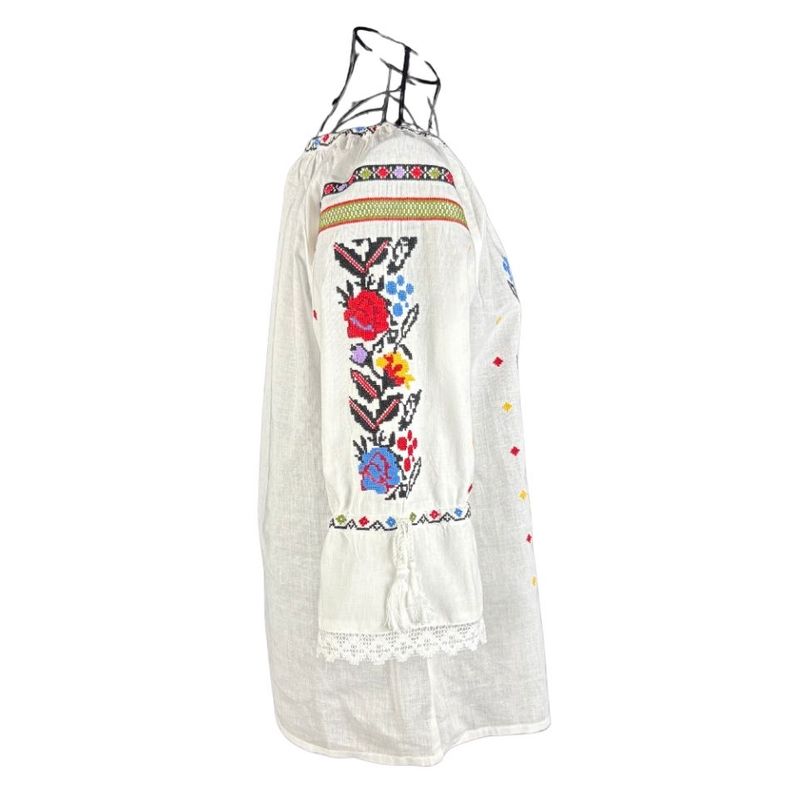 Fashion, accesorii si bijuterii - Femei - Imbracaminte femei - Camasi si bluze femei - Bluza dama RA25 alb/galben marimea S - Infinity.ro