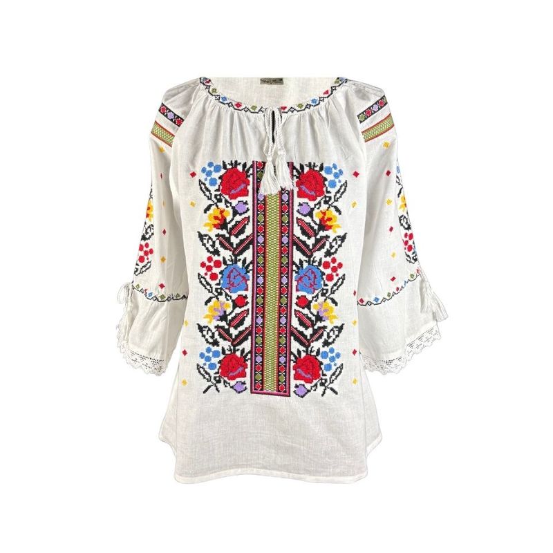 Fashion, accesorii si bijuterii - Femei - Imbracaminte femei - Camasi si bluze femei - Bluza dama RA25 alb/galben marimea S - Infinity.ro