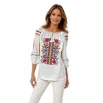 Fashion, accesorii si bijuterii - Femei - Imbracaminte femei - Camasi si bluze femei - Bluza dama RA25 alb/galben marimea S - Infinity.ro