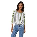 Fashion, accesorii si bijuterii - Femei - Imbracaminte femei - Camasi si bluze femei - Bluza dama RA25 alb/verde marimea S - Infinity.ro