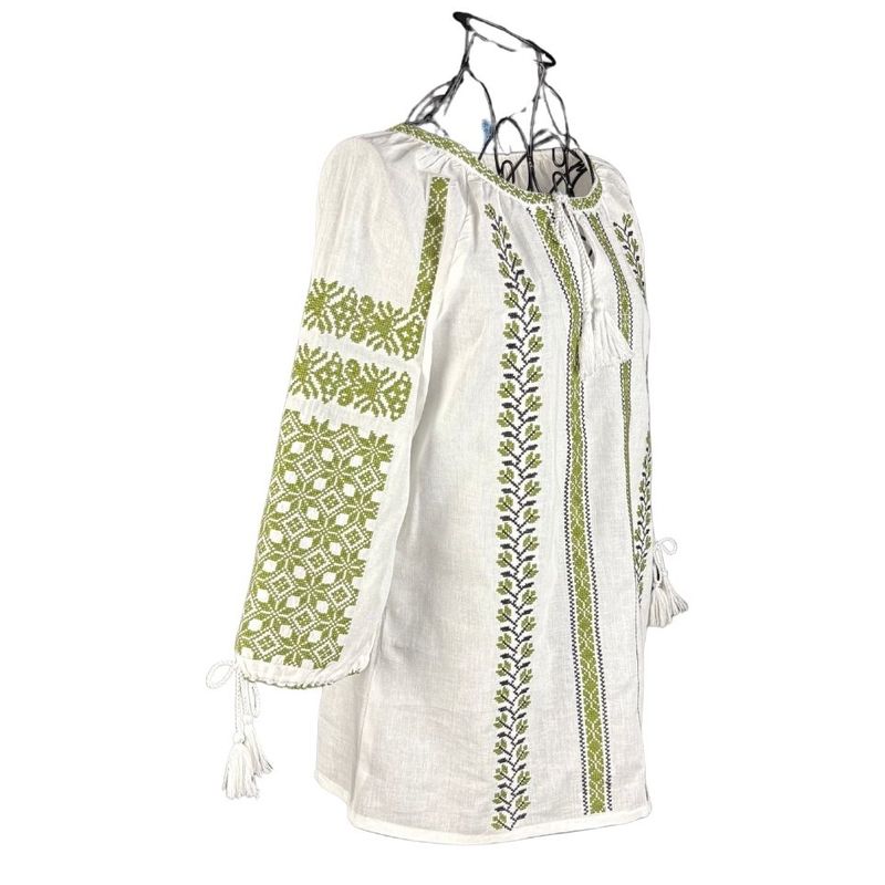 Fashion, accesorii si bijuterii - Femei - Imbracaminte femei - Camasi si bluze femei - Bluza dama RA25 alb/verde marimea S - Infinity.ro