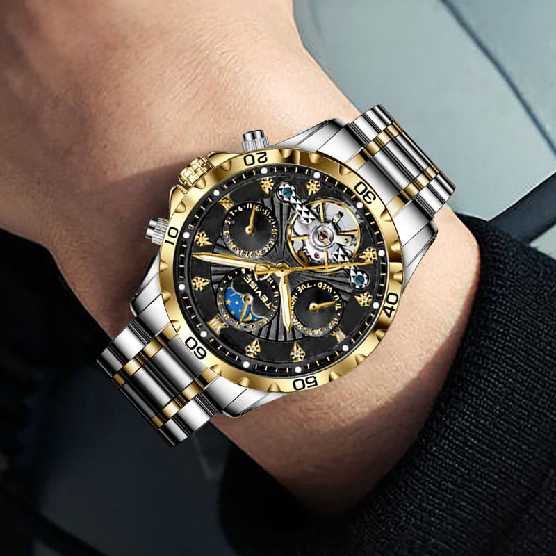 Fashion, accesorii si bijuterii - Barbati - Bijuterii barbati - Ceasuri barbati - Ceas barbati Tevise Mecanic Automatic Business Analog Elegant Argintiu/Negru - Infinity.ro