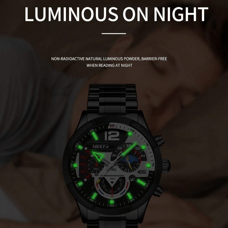 Fashion, accesorii si bijuterii - Barbati - Bijuterii barbati - Ceasuri barbati - Ceas barbatesc Nibosi Business Otel Elegant Quartz Analog Indici luminosi Cronograf Auriu - Infinity.ro