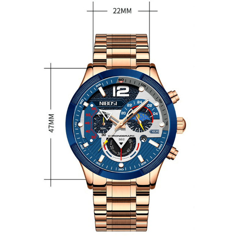 Fashion, accesorii si bijuterii - Barbati - Bijuterii barbati - Ceasuri barbati - Ceas barbatesc Nibosi Business Otel Elegant Quartz Analog Indici luminosi Cronograf Auriu - Infinity.ro