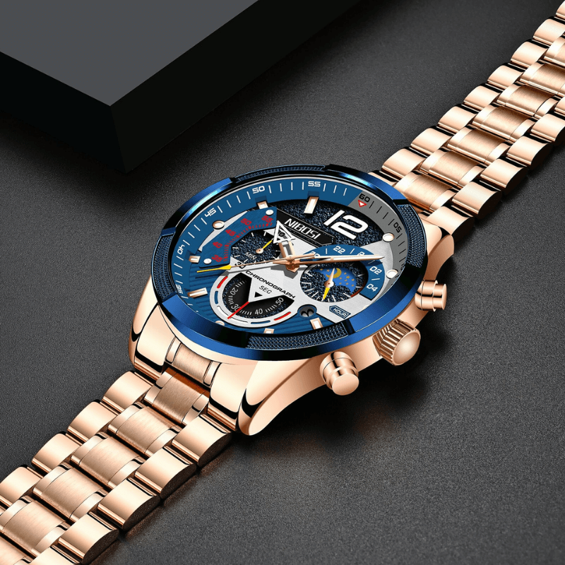 Fashion, accesorii si bijuterii - Barbati - Bijuterii barbati - Ceasuri barbati - Ceas barbatesc Nibosi Business Otel Elegant Quartz Analog Indici luminosi Cronograf Auriu - Infinity.ro