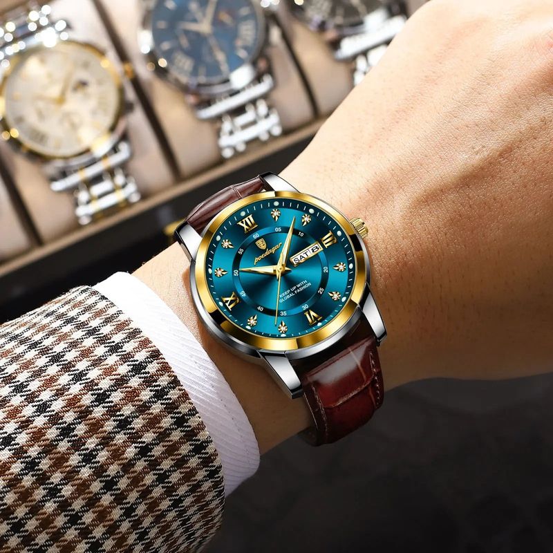 Fashion, accesorii si bijuterii - Barbati - Bijuterii barbati - Ceasuri barbati - Ceas barbatesc Poedagar Cronograf Elegant Casual Data Calendar Piele - Infinity.ro