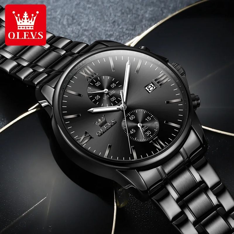 Fashion, accesorii si bijuterii - Barbati - Bijuterii barbati - Ceasuri barbati - Ceas barbatesc Olevs Quartz Analog Negru Otel Data - Infinity.ro