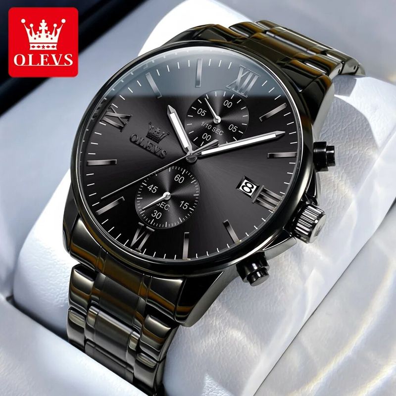 Fashion, accesorii si bijuterii - Barbati - Bijuterii barbati - Ceasuri barbati - Ceas barbatesc Olevs Quartz Analog Negru Otel Data - Infinity.ro
