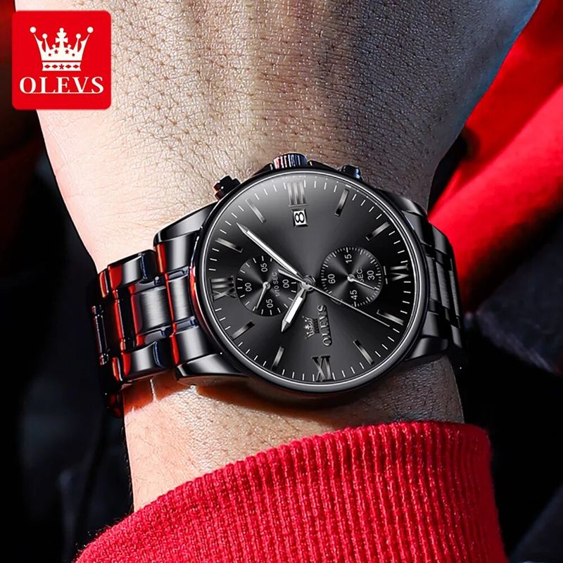 Fashion, accesorii si bijuterii - Barbati - Bijuterii barbati - Ceasuri barbati - Ceas barbatesc Olevs Quartz Analog Negru Otel Data - Infinity.ro