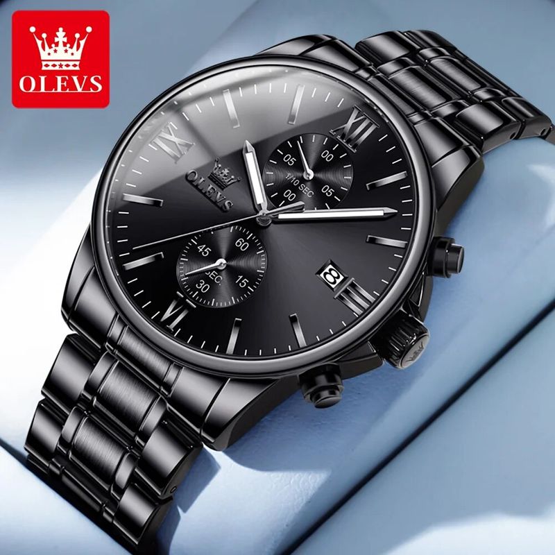 Fashion, accesorii si bijuterii - Barbati - Bijuterii barbati - Ceasuri barbati - Ceas barbatesc Olevs Quartz Analog Negru Otel Data - Infinity.ro