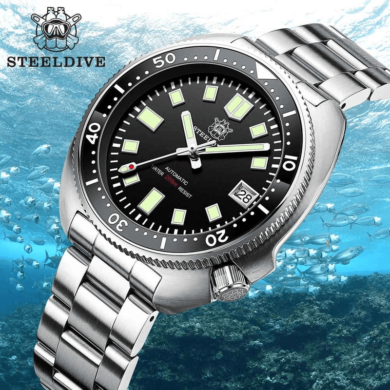 Fashion, accesorii si bijuterii - Barbati - Bijuterii barbati - Ceasuri barbati - Steeldive SD1970 Ceas Scufundari Barbati 200M, Sapphire Glass, Bezel Ceramic, Automat NH35, 44MM - Infinity.ro