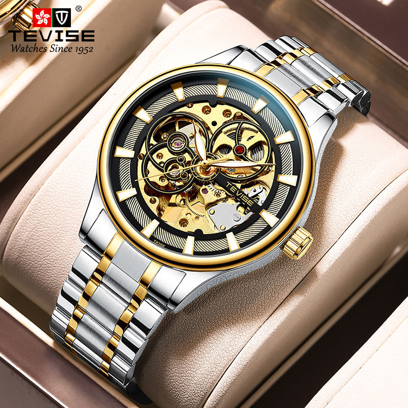 Fashion, accesorii si bijuterii - Barbati - Bijuterii barbati - Ceasuri barbati - Ceas barbatesc Tevise Analog Skeleton Mecanic Automatic Luxury Otel inoxidabil Business - Infinity.ro