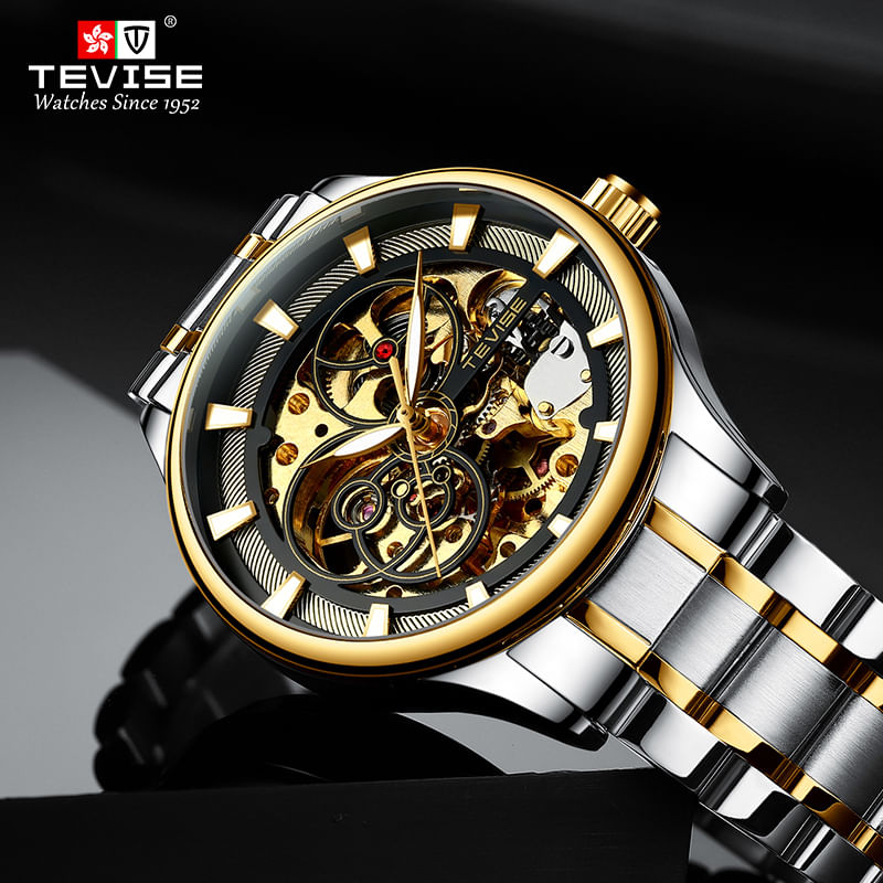 Fashion, accesorii si bijuterii - Barbati - Bijuterii barbati - Ceasuri barbati - Ceas barbatesc Tevise Analog Skeleton Mecanic Automatic Luxury Otel inoxidabil Business - Infinity.ro