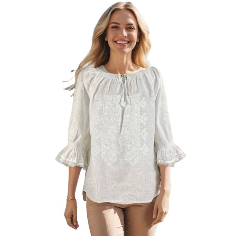 Fashion, accesorii si bijuterii - Femei - Imbracaminte femei - Camasi si bluze femei - Bluza dama RA25 alb crystal , marimea 2XL - Infinity.ro