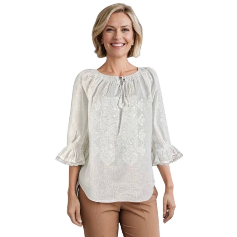 Fashion, accesorii si bijuterii - Femei - Imbracaminte femei - Camasi si bluze femei - Bluza dama RA25 alb crystal , marimea 2XL - Infinity.ro