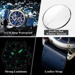 Fashion, accesorii si bijuterii - Barbati - Bijuterii barbati - Ceasuri barbati - Ceas barbatesc Poedagar Elegant Indici Luminosi Auto Data Cronograf Calendar Piele - Infinity.ro