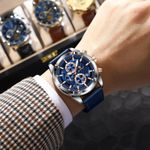 Fashion, accesorii si bijuterii - Barbati - Bijuterii barbati - Ceasuri barbati - Ceas barbatesc Poedagar Elegant Indici Luminosi Auto Data Cronograf Calendar Piele - Infinity.ro