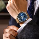 Fashion, accesorii si bijuterii - Barbati - Bijuterii barbati - Ceasuri barbati - Ceas barbatesc Poedagar Cronograf Analog Quartz Data Piele Maro Albastru - Infinity.ro