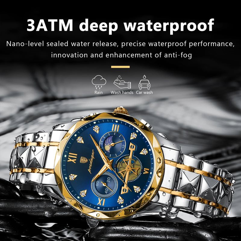 Fashion, accesorii si bijuterii - Barbati - Bijuterii barbati - Ceasuri barbati - Ceas barbatesc Poedagar Cronograf Quartz Analog Casual Fashion Argintiu - Infinity.ro