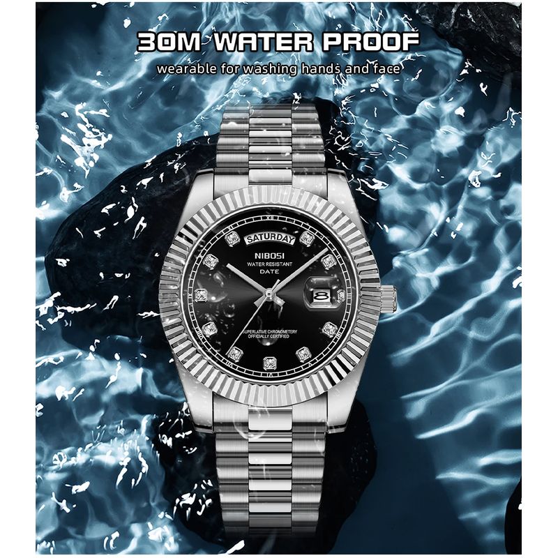 Fashion, accesorii si bijuterii - Barbati - Bijuterii barbati - Ceasuri barbati - Ceas barbati Nibosi Business Quartz Casual Analog Fashion Argintiu Negru - Infinity.ro