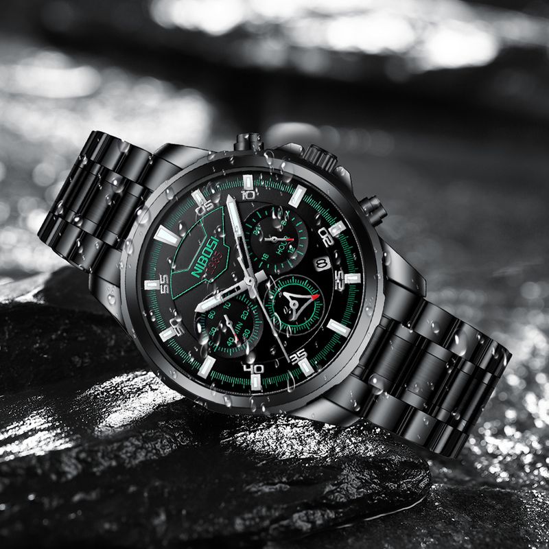 Fashion, accesorii si bijuterii - Barbati - Bijuterii barbati - Ceasuri barbati - Ceas barbatesc Nibosi Cronograf Otel Analog Quartz Negru - Infinity.ro