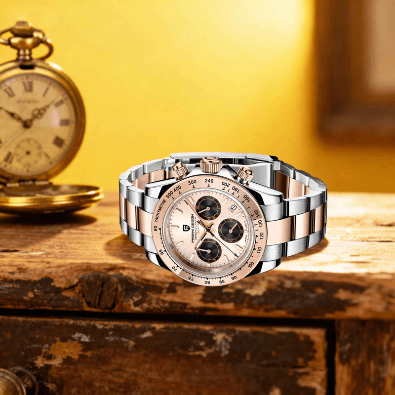 Fashion, accesorii si bijuterii - Barbati - Bijuterii barbati - Ceasuri barbati - Ceas Barbati Pagani Design PD-1644 Bicolor Argintiu & Rose Gold, Chronograph VK63, 40mm, Cadran Champagne, Sticla Safir - Infinity.ro