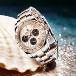 Fashion, accesorii si bijuterii - Barbati - Bijuterii barbati - Ceasuri barbati - Ceas Barbati Pagani Design PD-1644 Bicolor Argintiu & Rose Gold, Chronograph VK63, 40mm, Cadran Champagne, Sticla Safir - Infinity.ro