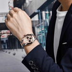 Fashion, accesorii si bijuterii - Barbati - Bijuterii barbati - Ceasuri barbati - Ceas Barbati Pagani Design PD-1644 Bicolor Argintiu & Rose Gold, Chronograph VK63, 40mm, Cadran Champagne, Sticla Safir - Infinity.ro