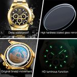 Fashion, accesorii si bijuterii - Barbati - Bijuterii barbati - Ceasuri barbati - Ceas barbatesc de mana Olevs Mecanic Automatic Luxury Elegant Cronograf Data Analog Auriu/Albastru - Infinity.ro